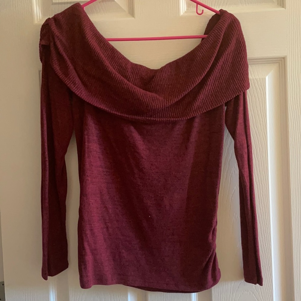 Red/Maroon cowl neck sweater, size L, NWOT